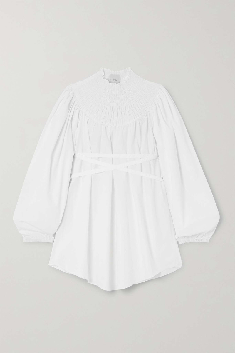 Belted shirred cotton-poplin top 1