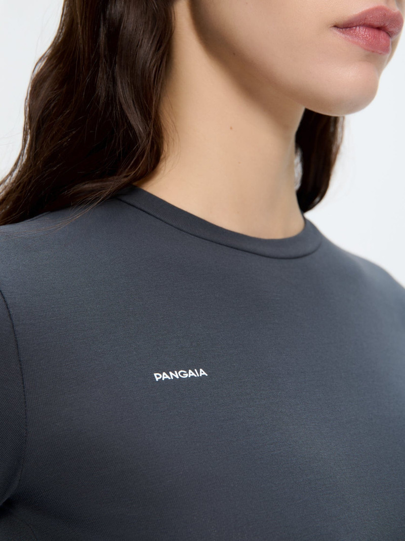Womens Cotton-Stretch Long-Sleeved Top - Smoked Black 5
