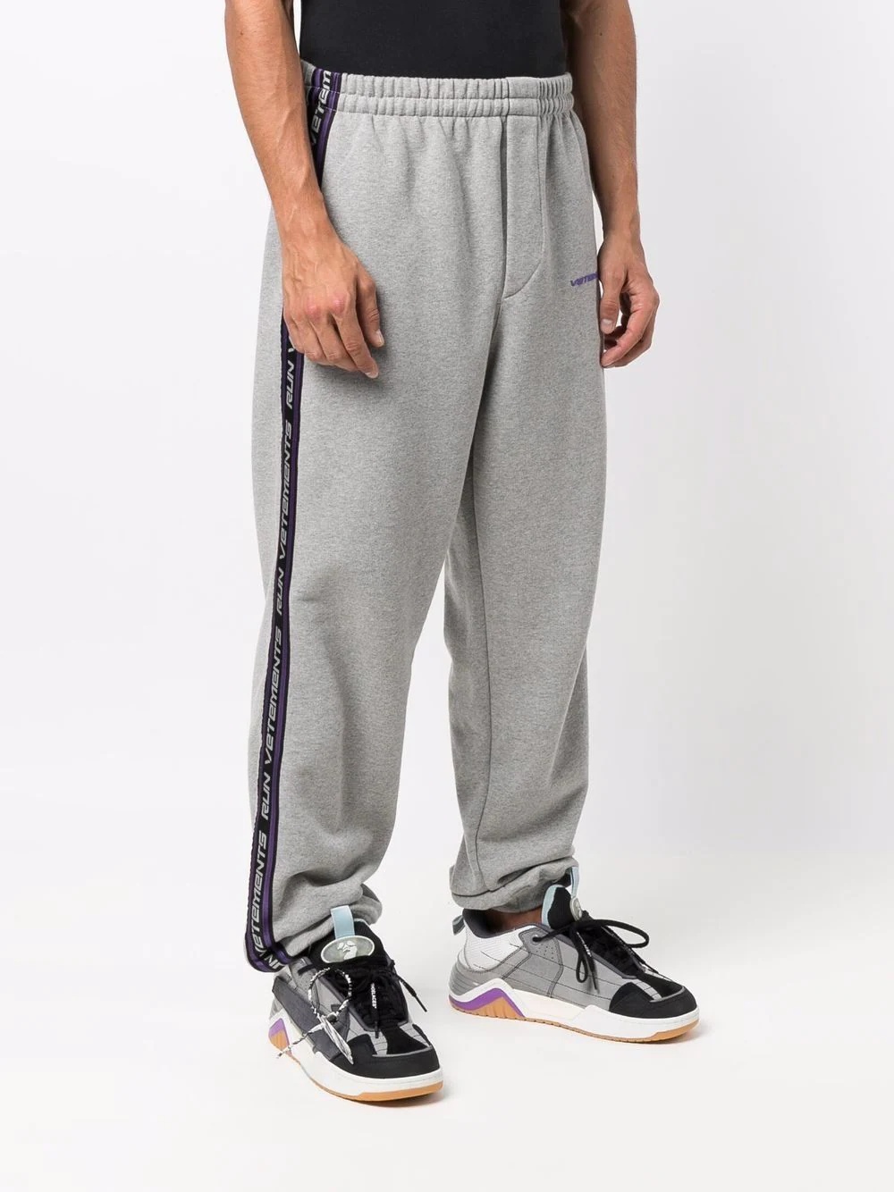 logo tape track pants - 4