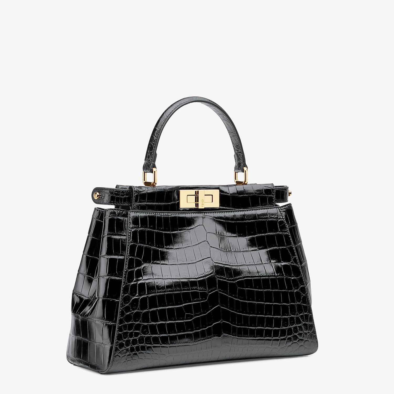 Black crocodile leather handbag. - 2