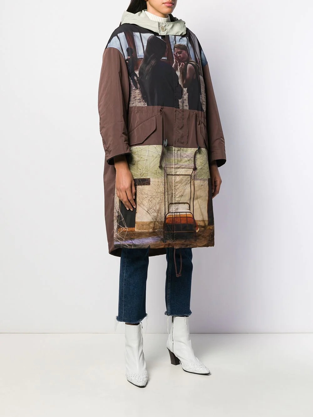 patchwork print coat - 3