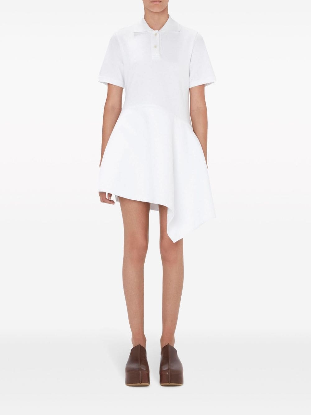 polo-collar cotton asymmetric dress - 3