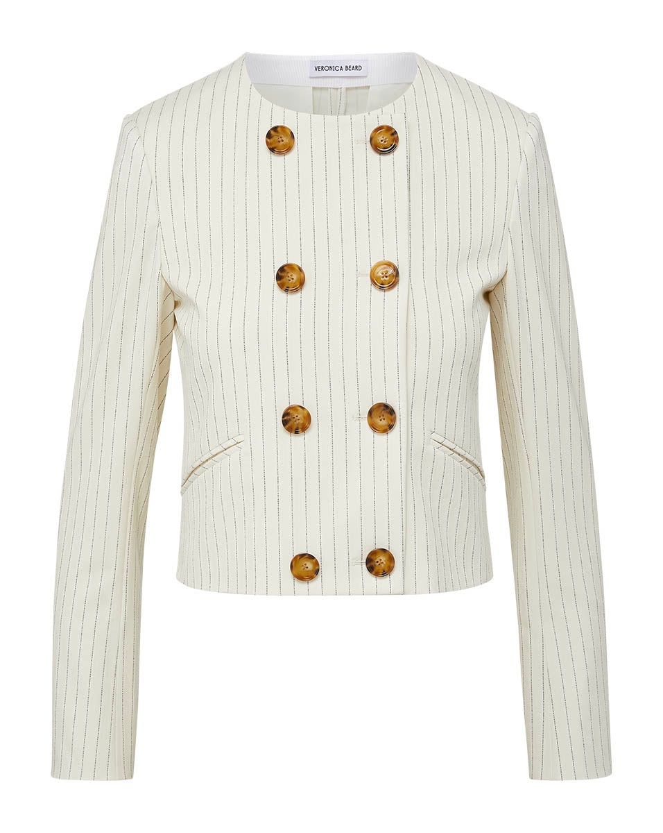 WINSLOW PINSTRIPED COLLARLESS JACKET - 1