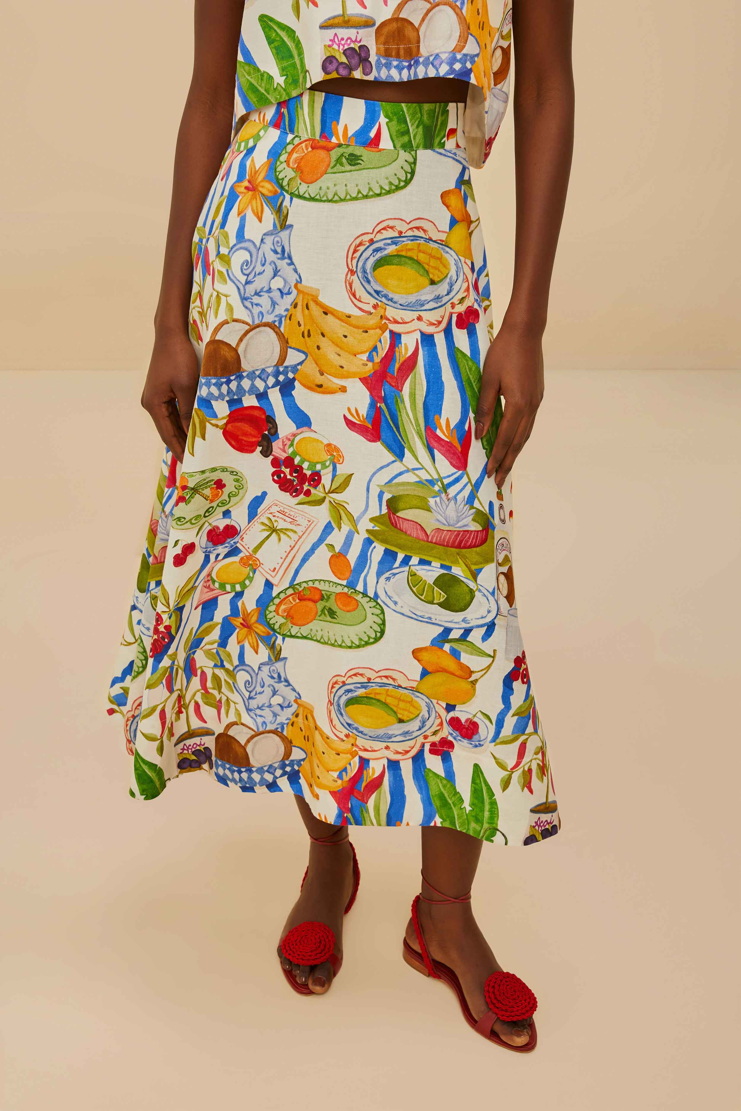Off-White Fresh Table Lenzing™ Ecovero™ Euroflax™ Midi Skirt - 2