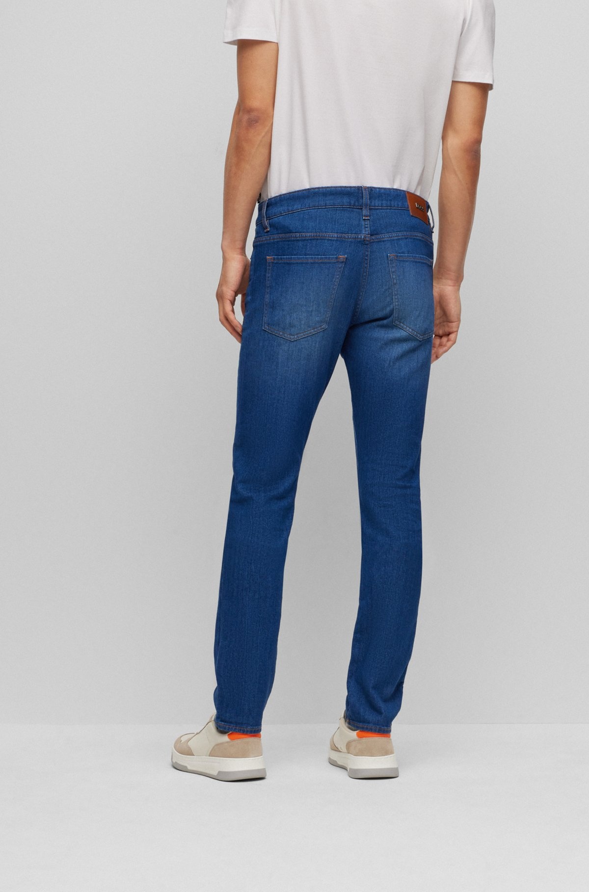 SLIM-FIT JEANS IN SUPER-SOFT BLUE ITALIAN DENIM - 4