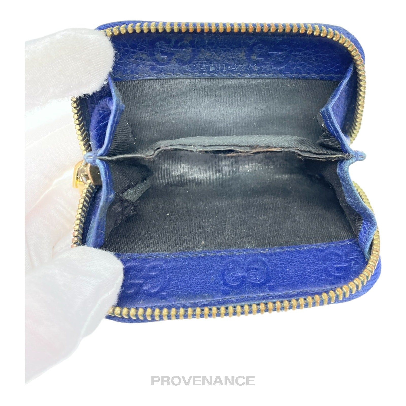 Gucci Compact Zip Wallet - Blue Guccissima Leather - 5