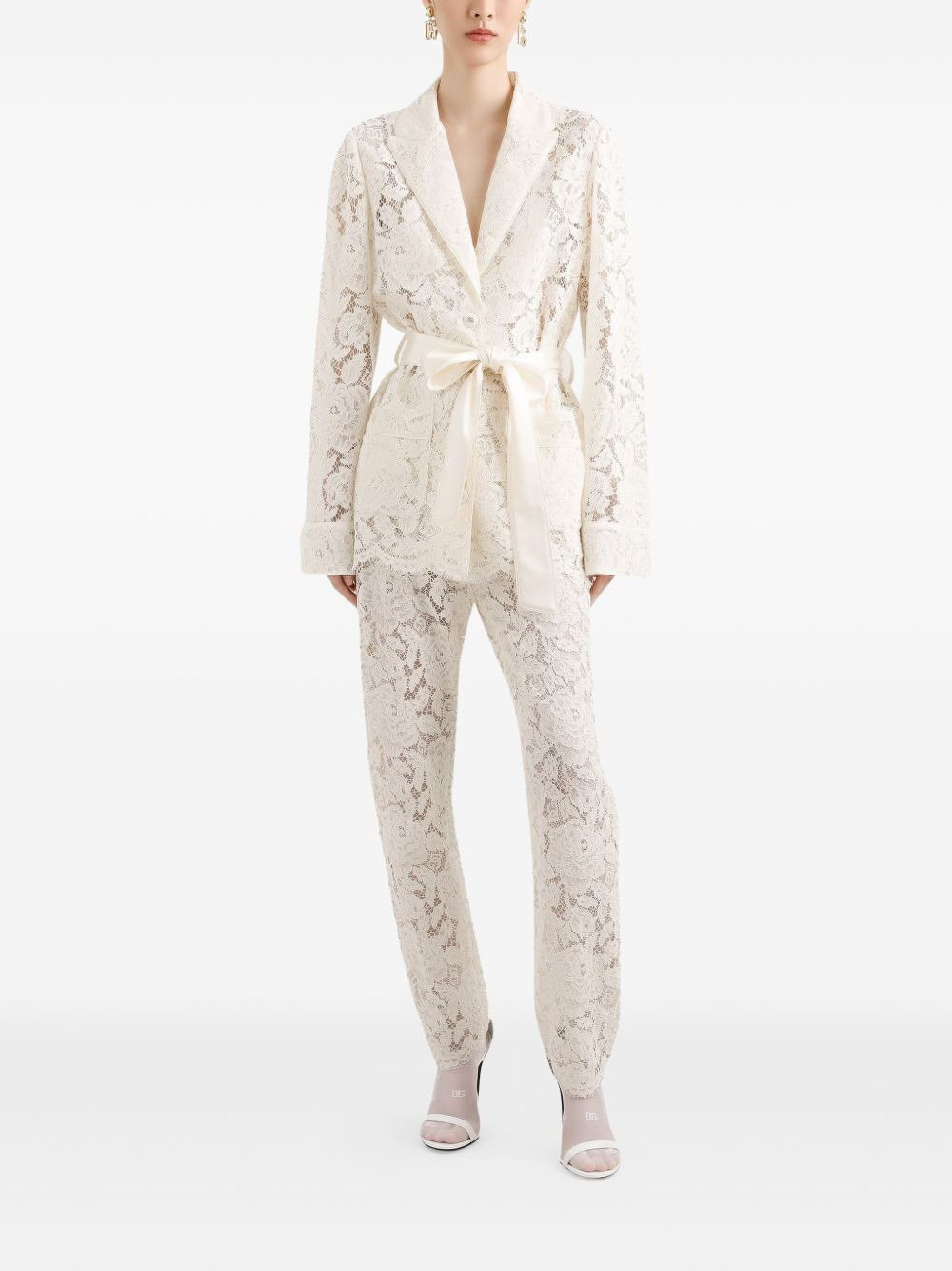 lace-detailing trousers - 2