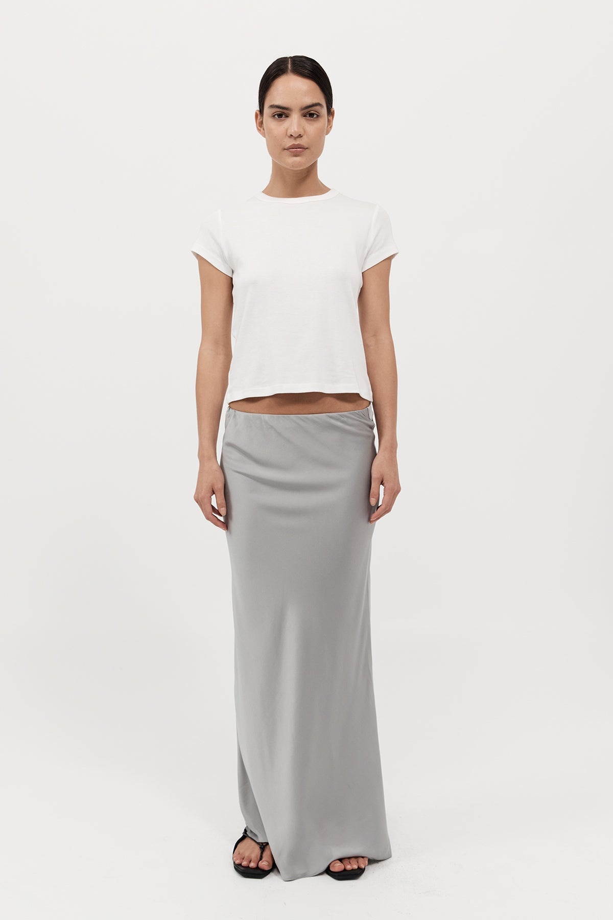 Bias Slip Skirt - Silver - 2