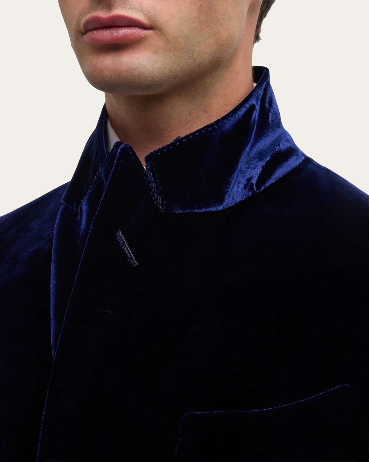 Men's Wool-Silk Velvet Cocktail Jacket - 6