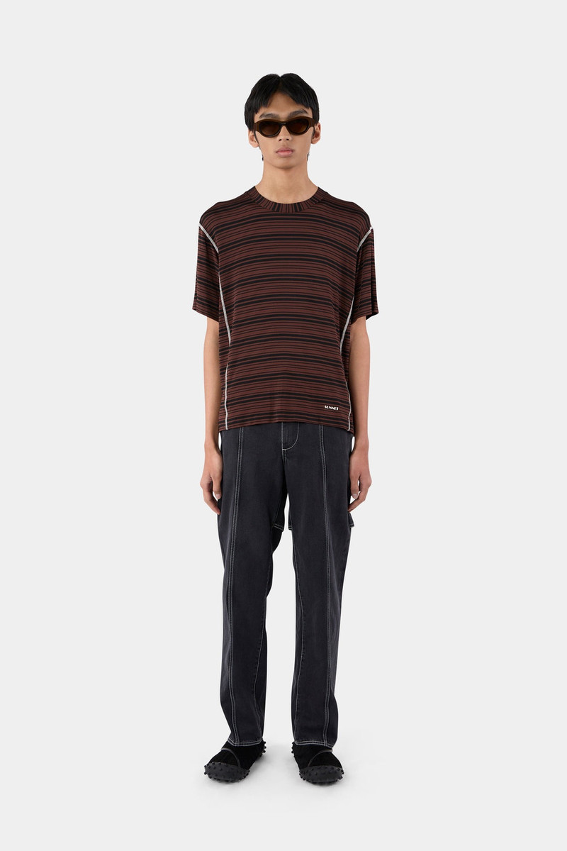 SUNNEI DOPPIO STRAIGHT PANTS / washed denim / balck outlook
