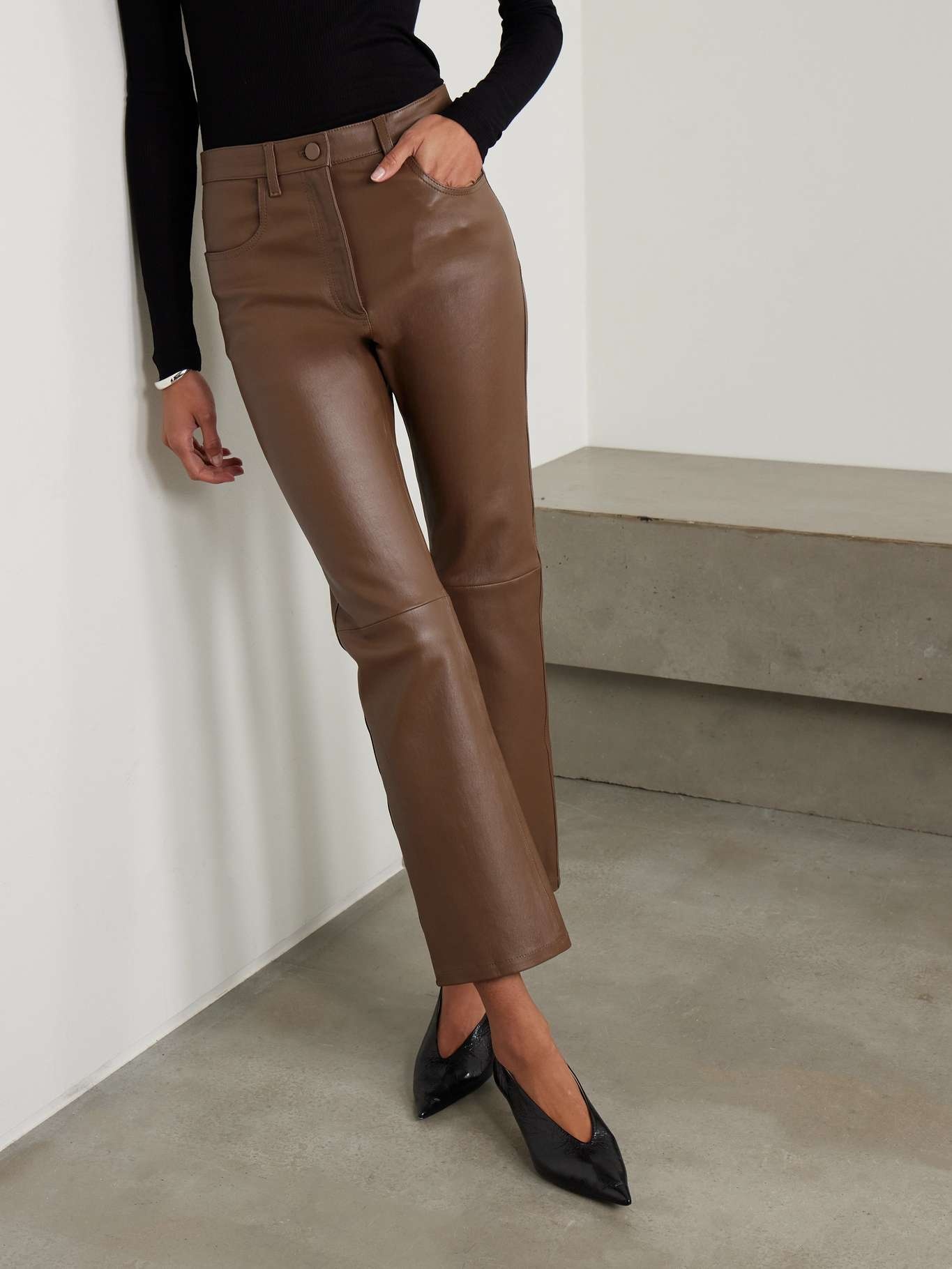 Duke cropped leather flared pants - 3