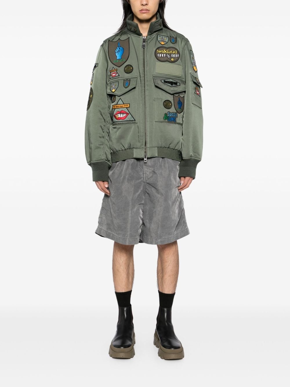 logo patched bomber jacket - 2