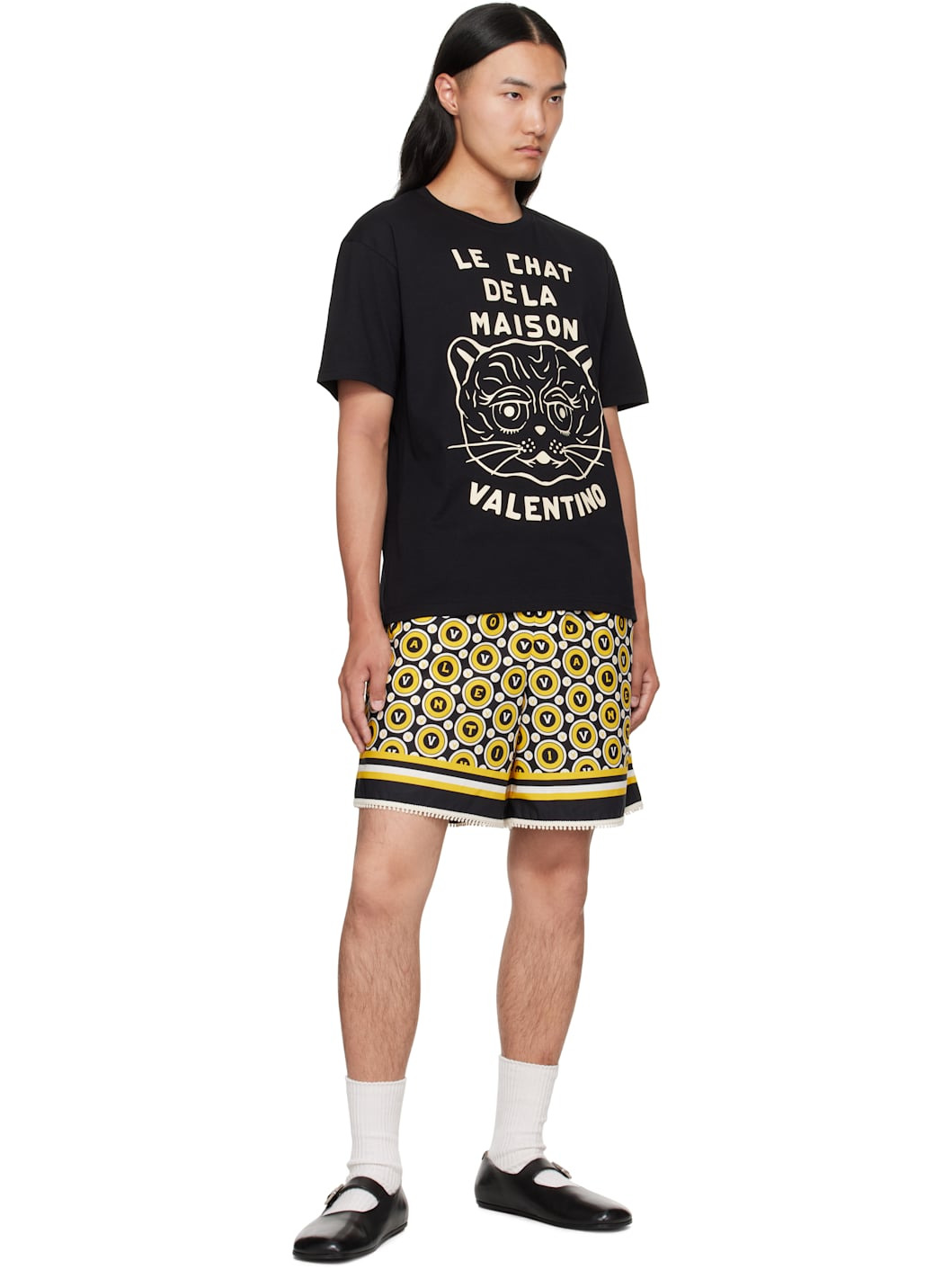 Black Cotton 'Le Chat De La Maison' T-shirt - 4