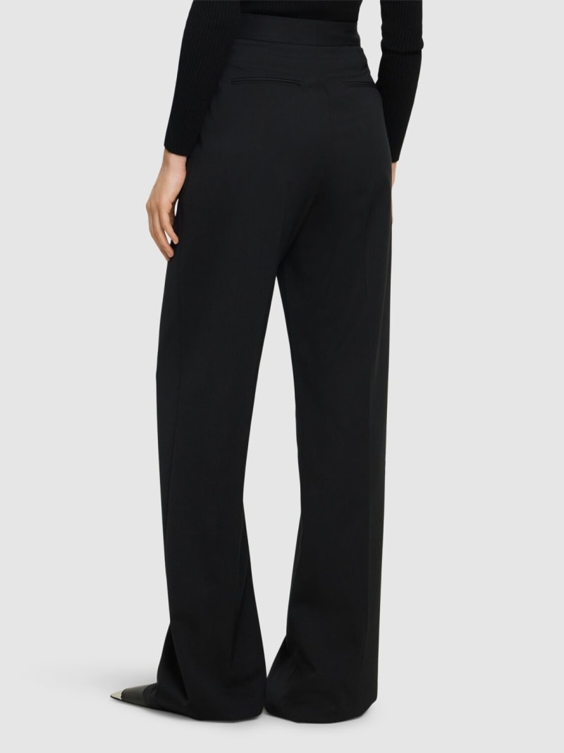 Wool blend straight pants w/ zip - 3