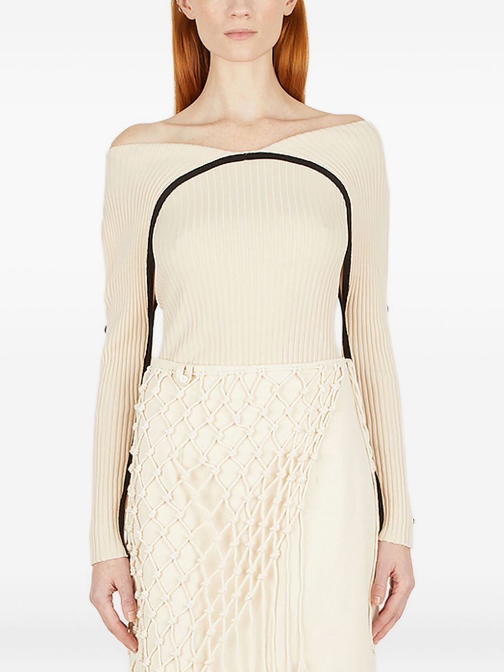 off-shoulder ribbed top - 1