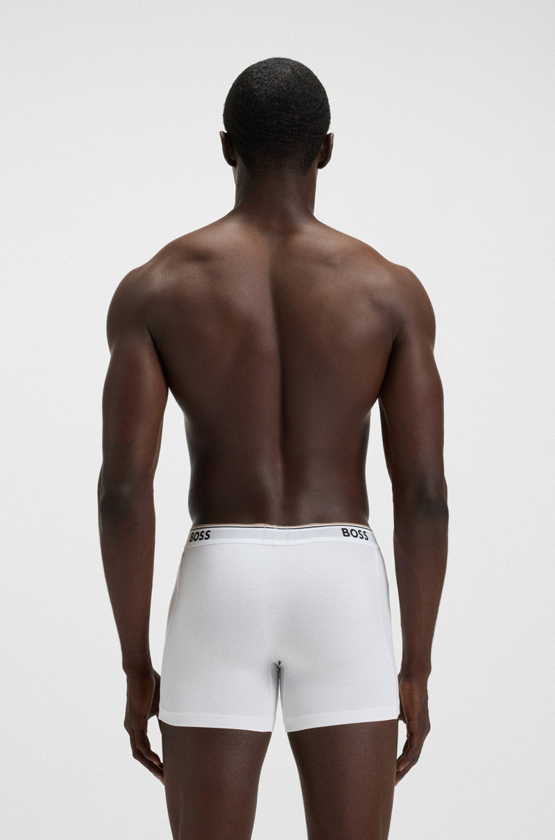 BOSS THREE-PACK OF STRETCH-COTTON BOXER BRIEFS WITH LOGOS outlook