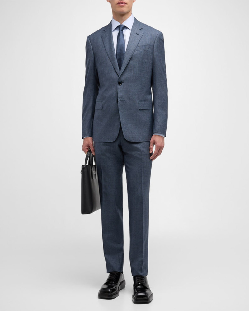 GIORGIO ARMANI Men's Micro-Squares Wool 클래식핏 슈트 outlook