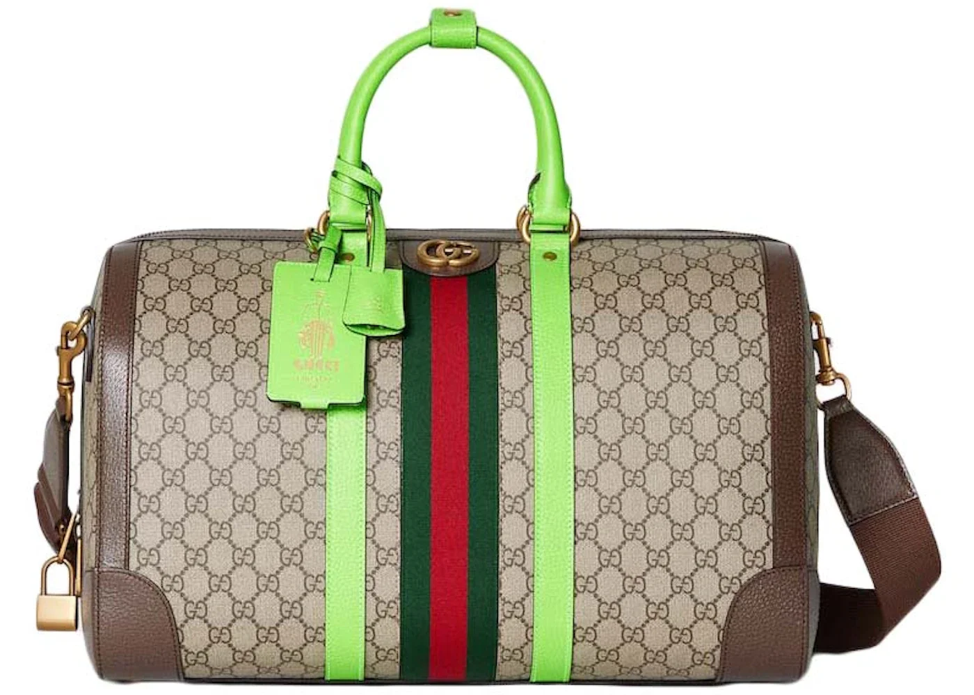 Gucci Gucci Savoy Medium Duffle Bag Beige/Ebony/Bright Green - 1