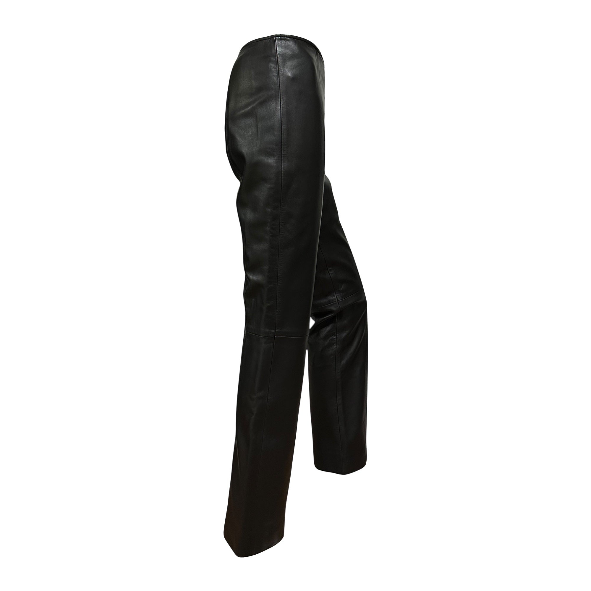 LOEWE Vintage Lamb Leather Straight Leg Pants - 3