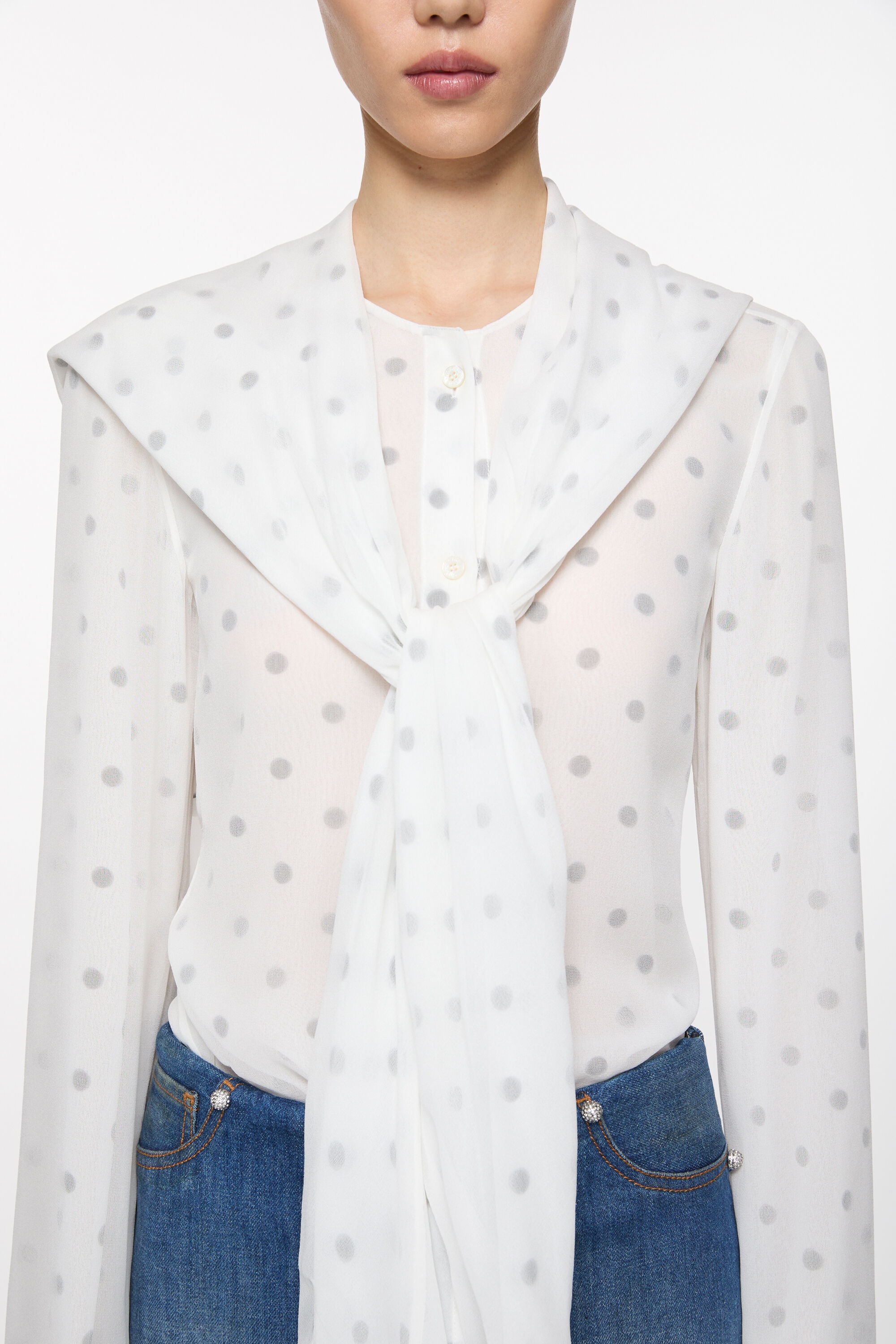Layered blouse - Black/white - 4