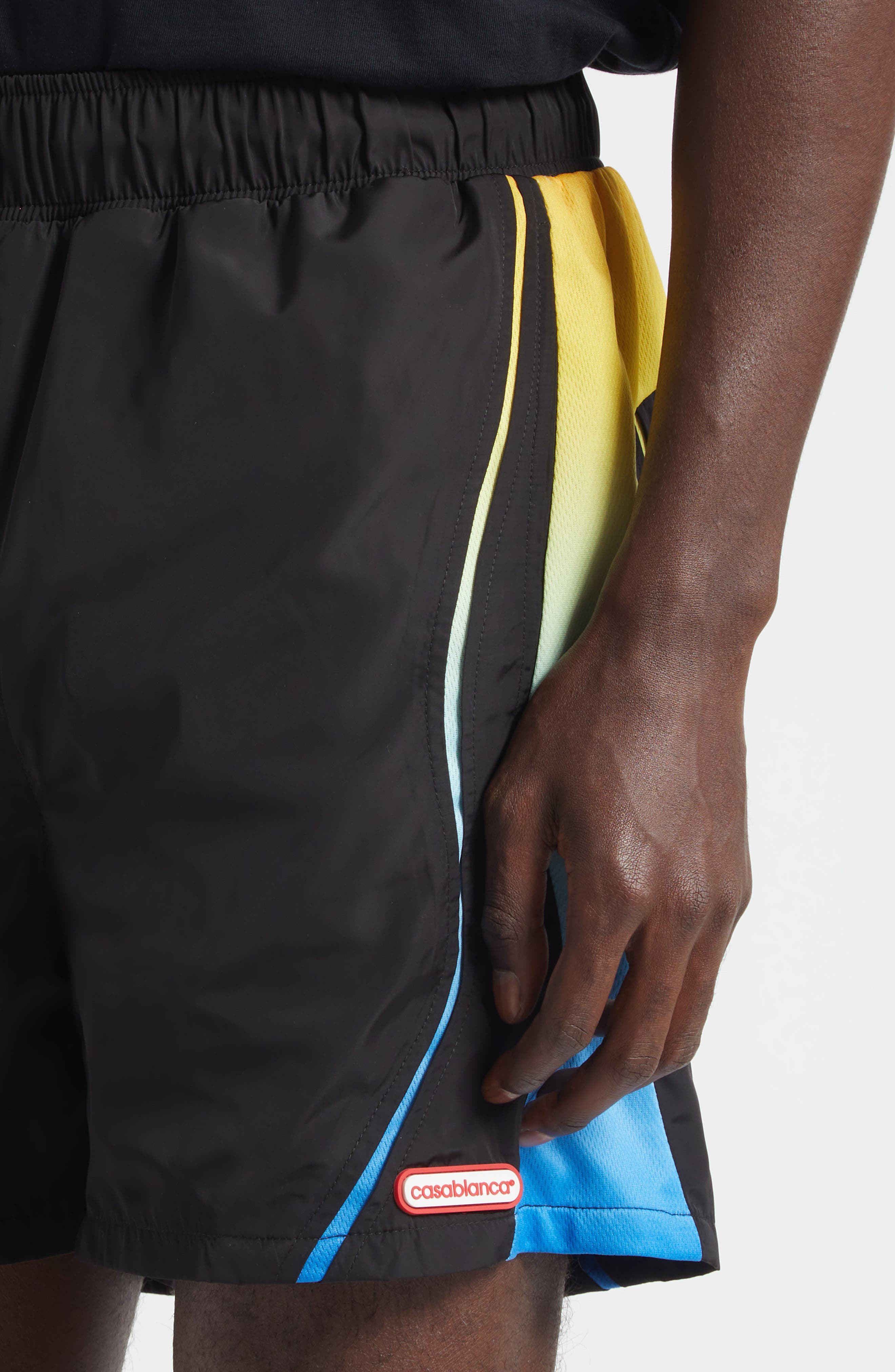 Casablanca Football Windbreaker Shorts in Birdseye Msh Blk Grdnt at Nordstrom - 5