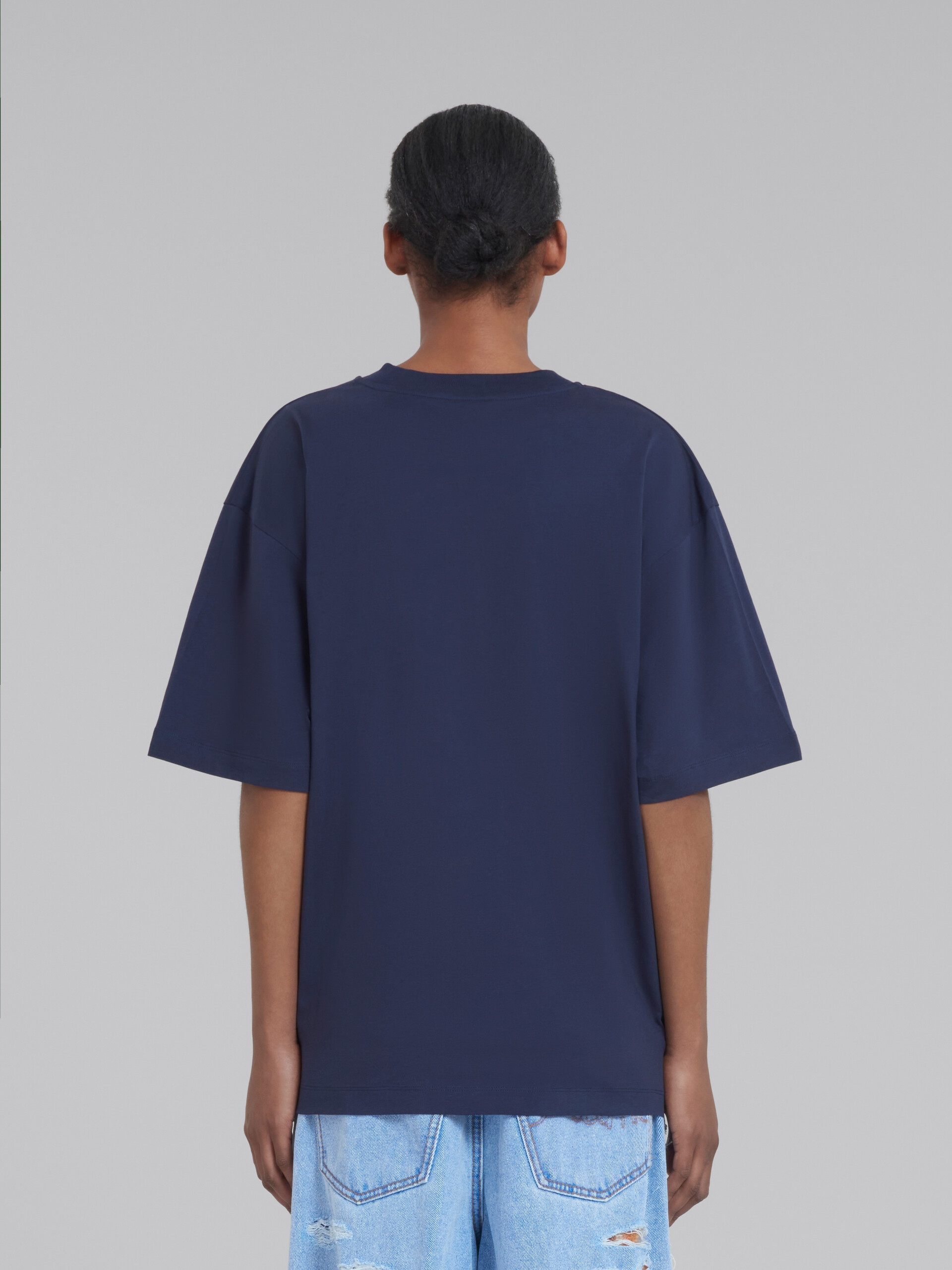 BLUE BIO COTTON T-SHIRT WITH LOGO - 3