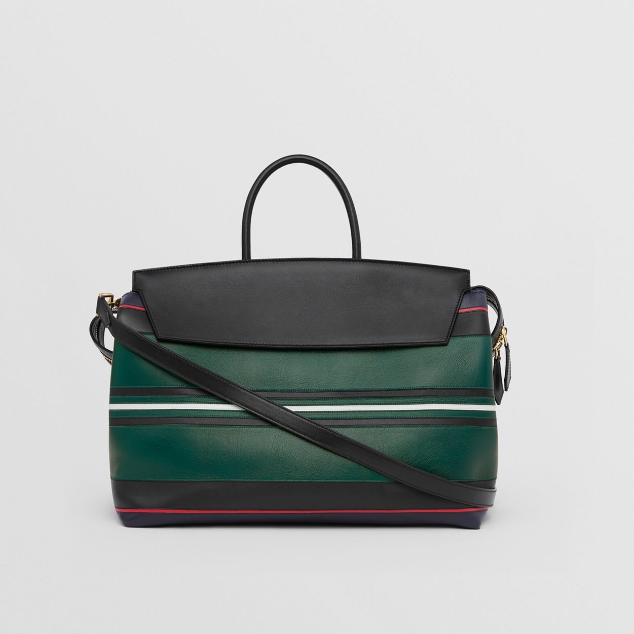 Stripe Detail Leather Large Catherine Bag - 7