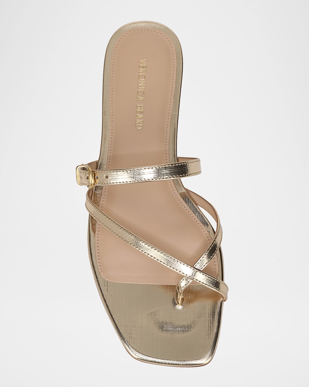 Marthe Metallic Crisscross Buckle Flat Slide Sandals - 3