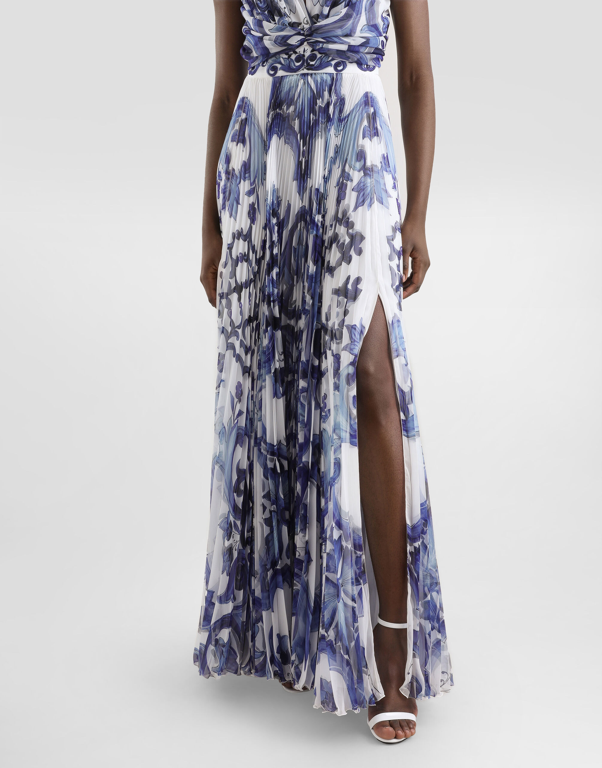 Majolica-print chiffon dress - 4