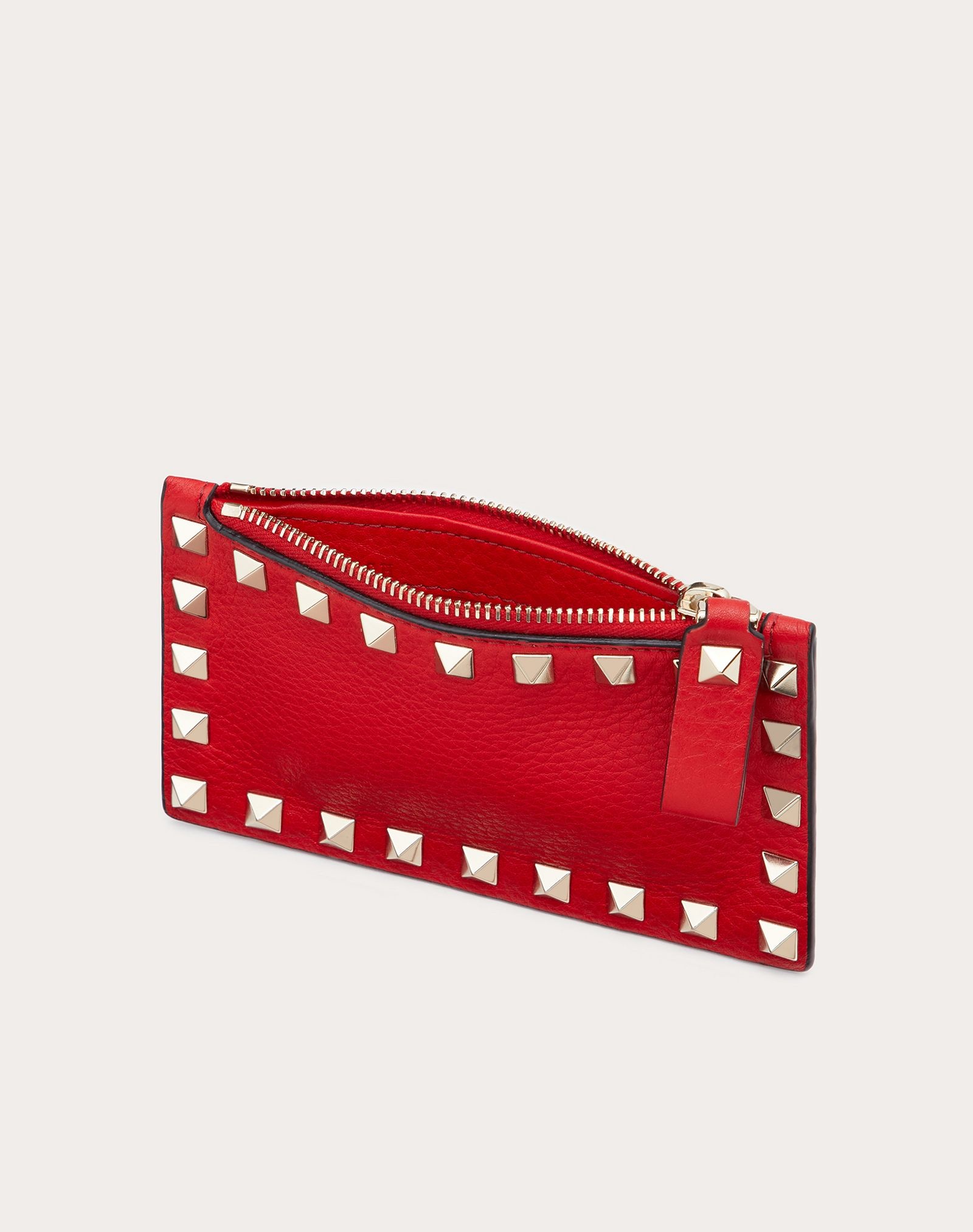 ROCKSTUD GRAINY CALFSKIN CARDHOLDER WITH ZIPPER - 5