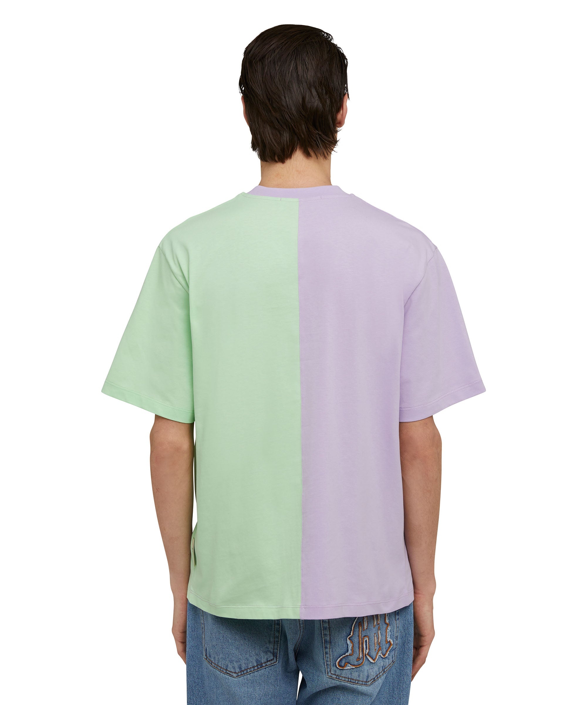 Organic cotton two-tone crewneck t-shirt from the MSGM Fantastic Green Capsule - 3