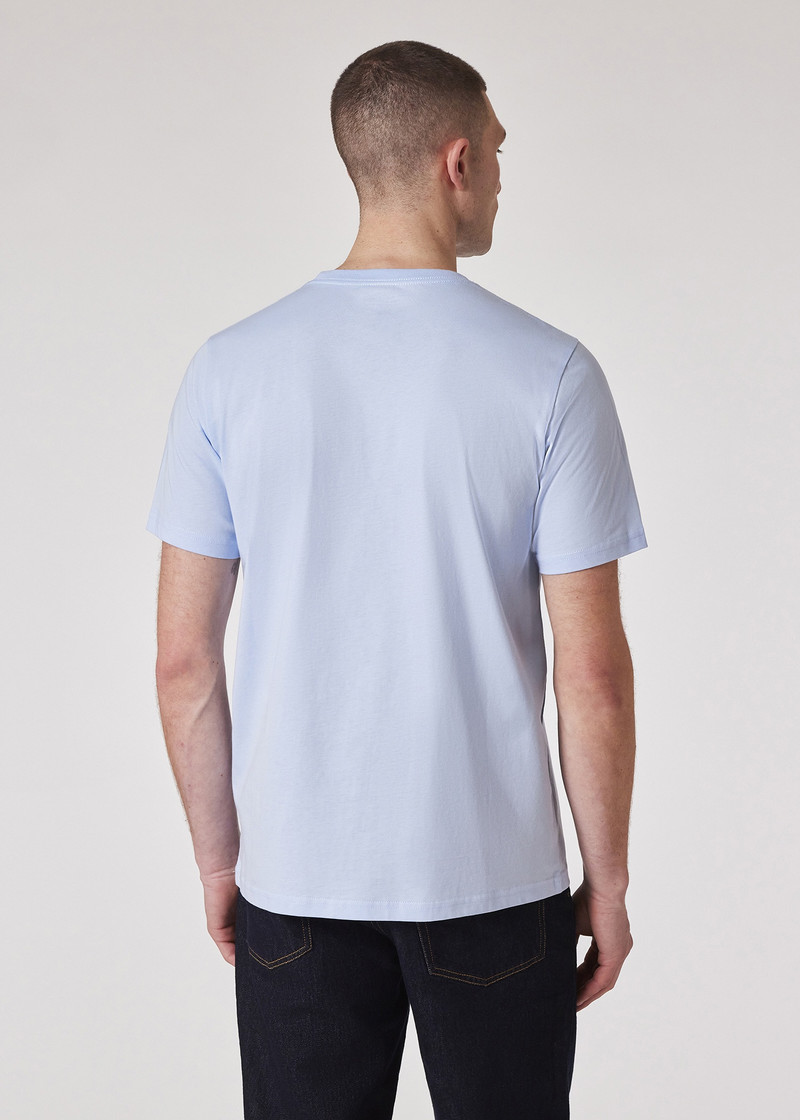 Powder Blue Cotton 'Cycling Monkey' Print T-Shirt 4