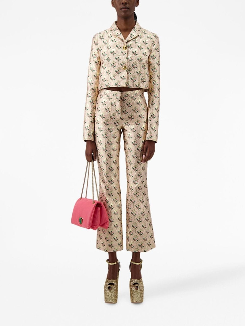 GIAMBATTISTA VALLI floral-jacquard cropped flared trousers outlook