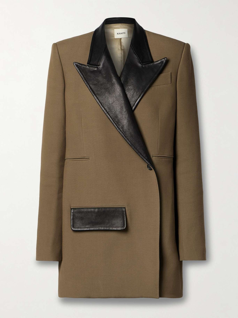 Jacobson two-tone leather-trimmed crepe blazer - 1