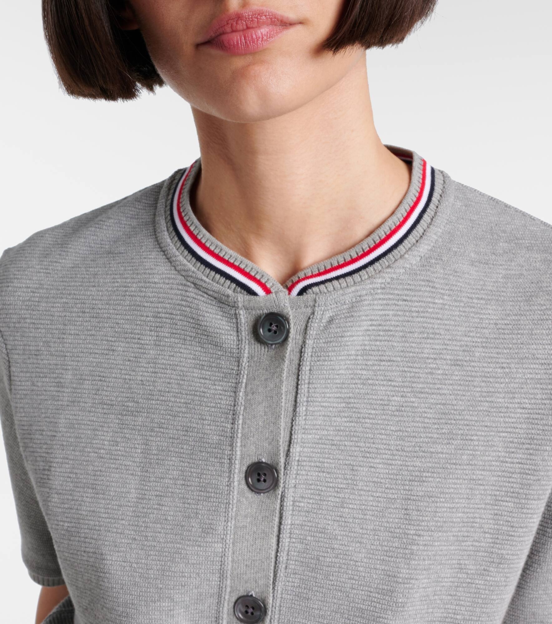 Cropped waffle-knit cotton cardigan - 4