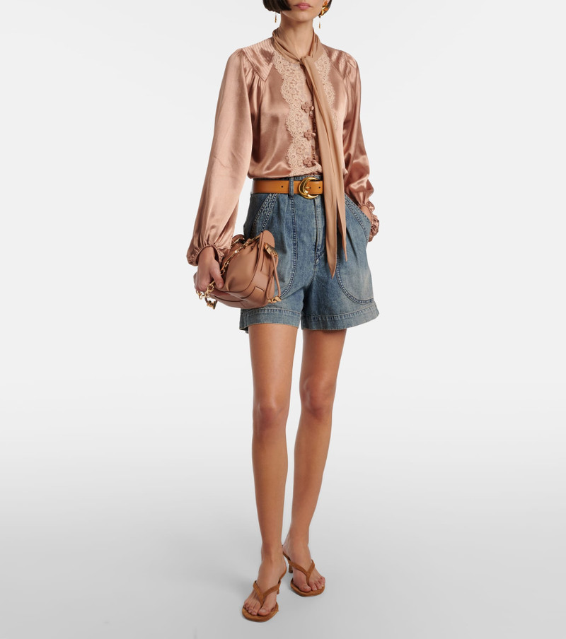 RIXO Nalani lace-trimmed satin blouse outlook