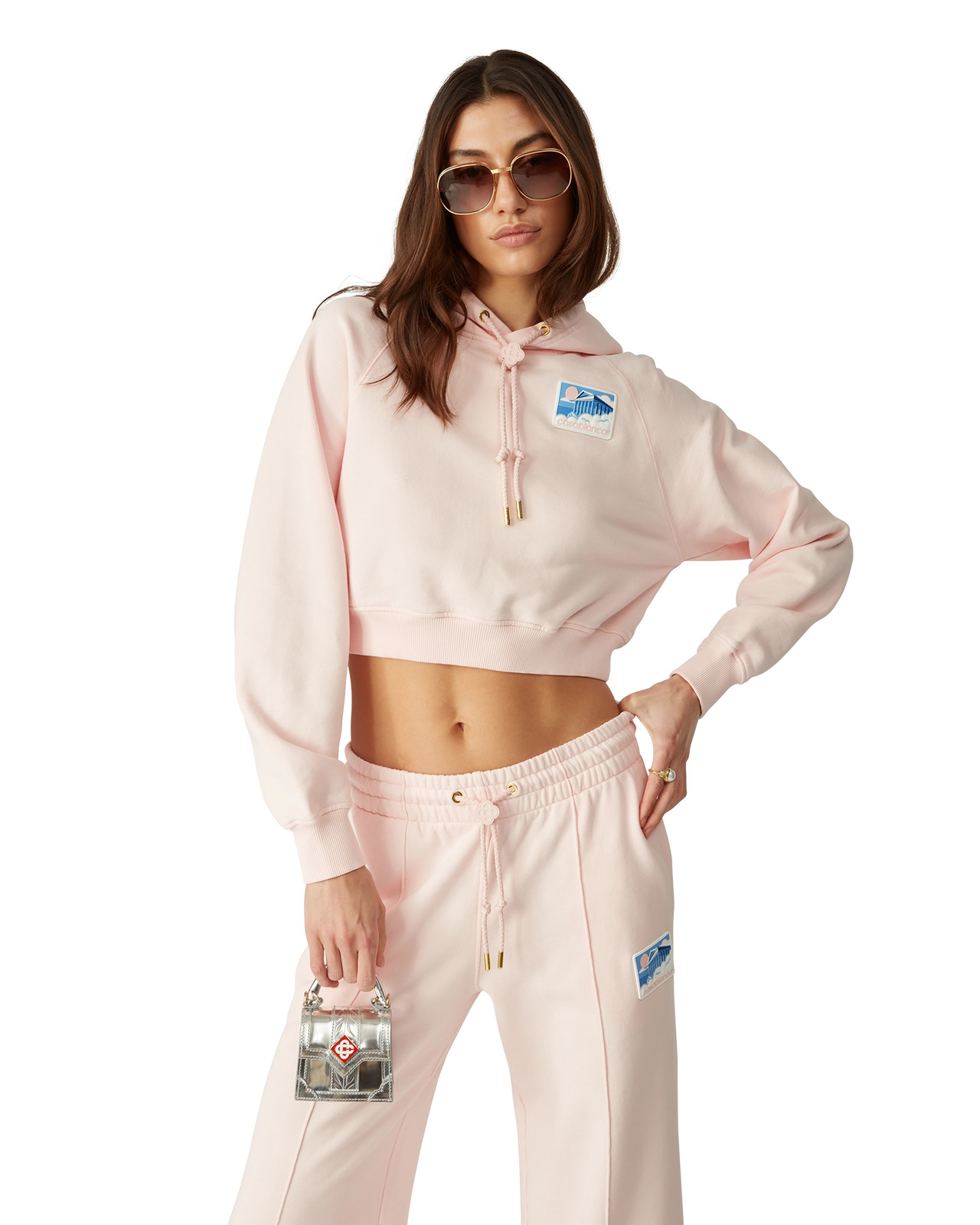 Greek Temple Cropped Hooded Sweatshirt | Casablanca Paris - 4