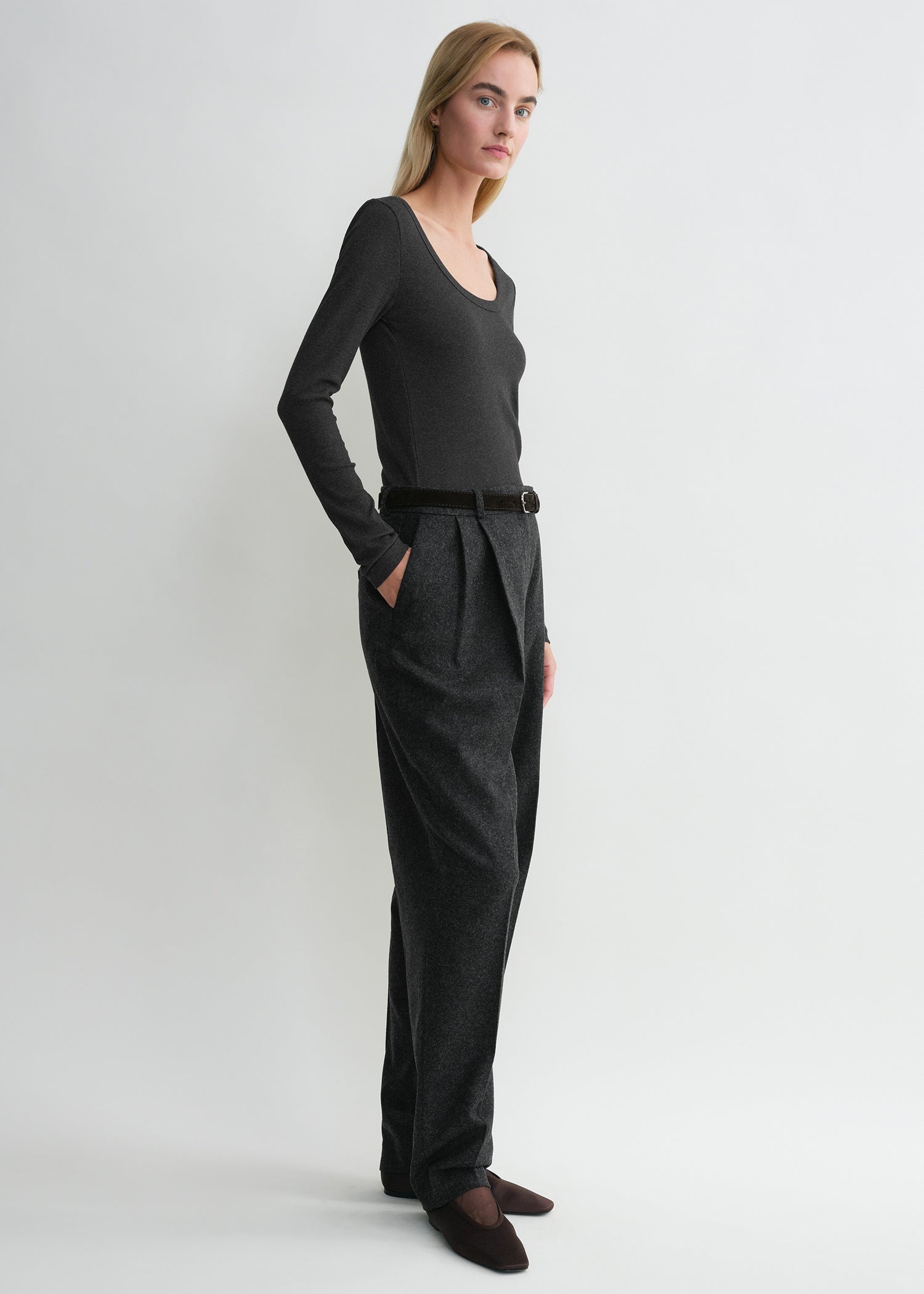 Classic rib top charcoal melange - 2