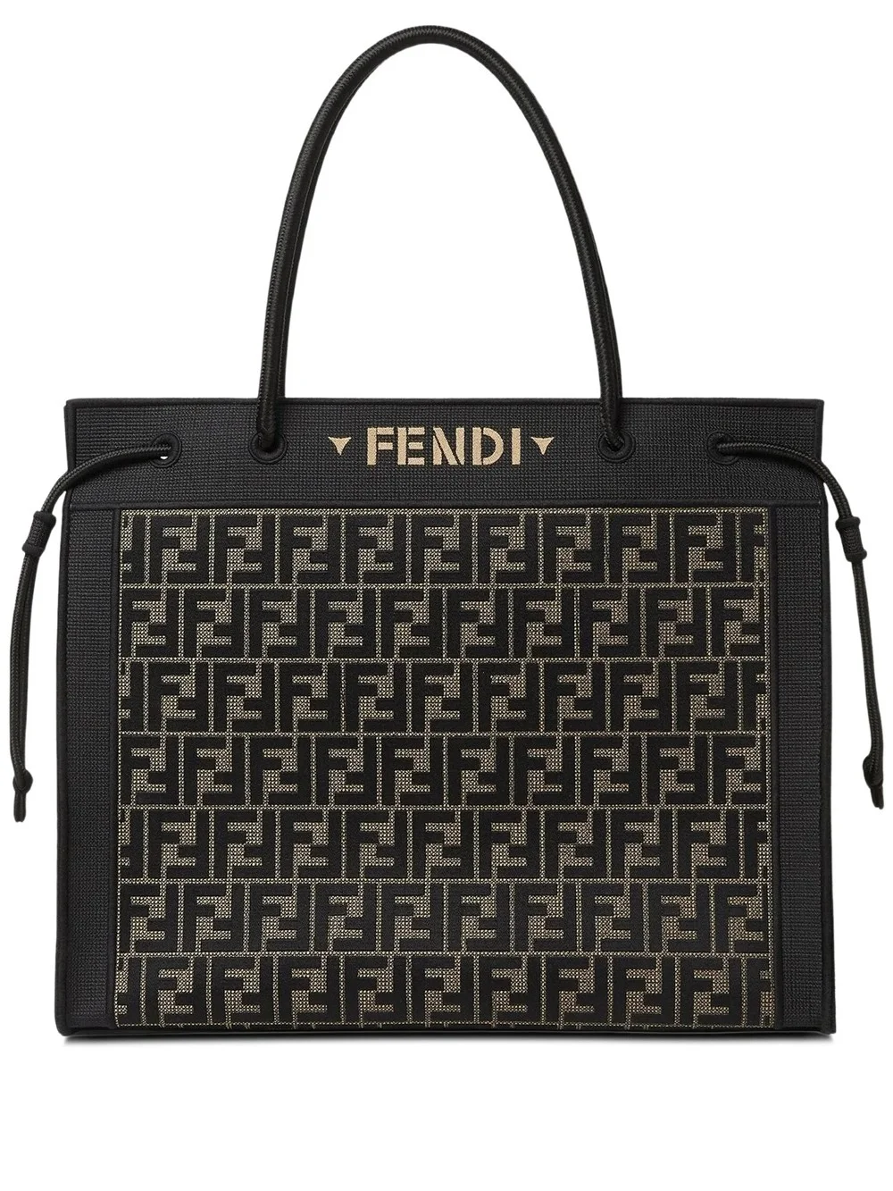 FENDI MAGIC SHOPPER LARGE SHOPPER IN EMBROIDERED FF FABRIC BROWN - 1