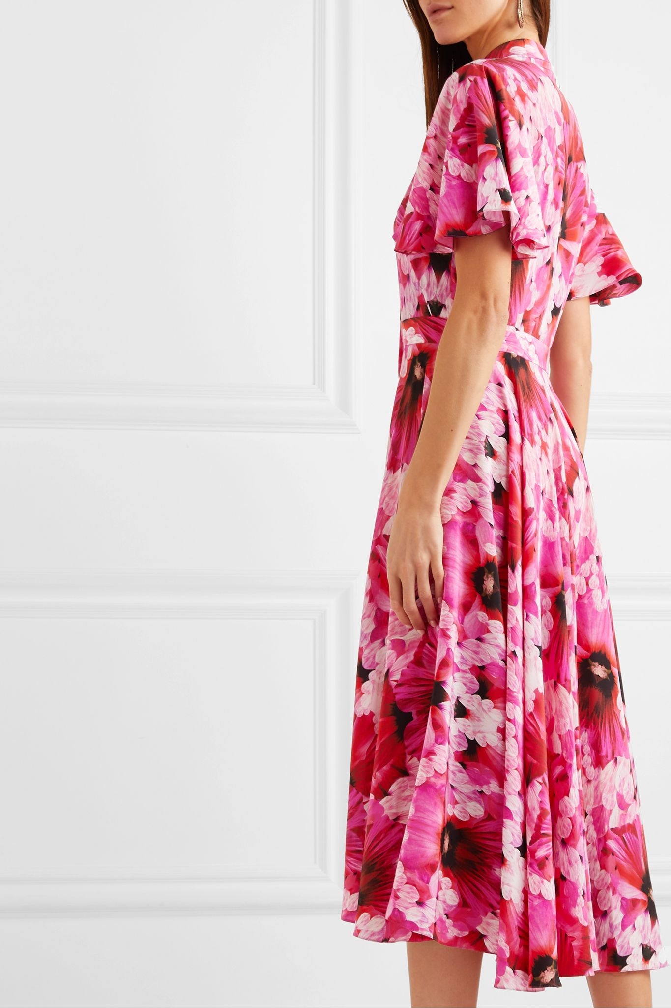 Floral-print silk-georgette midi dress - 4