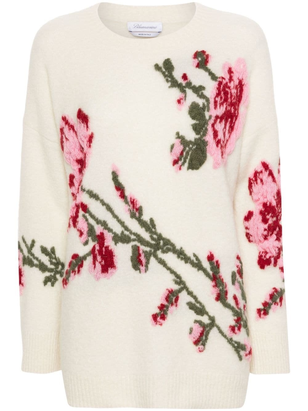 jacquard rose sweater - 1