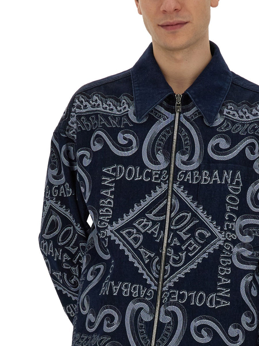 Dolce & Gabbana Men Navy Print Cardigan - 4
