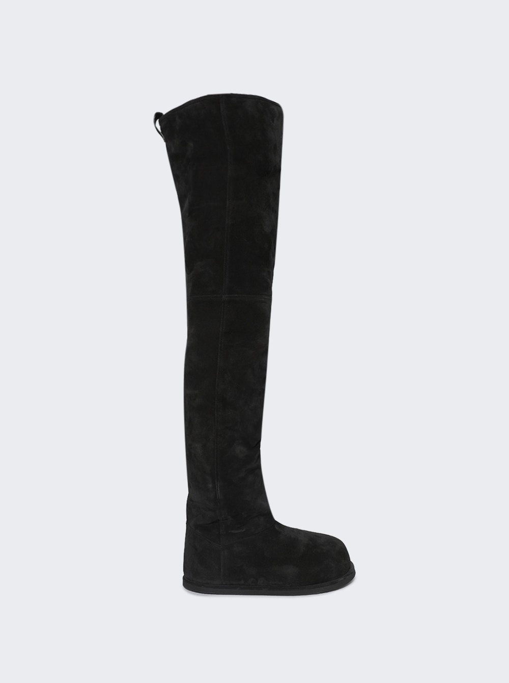 Heidi Thigh High Boot Crosta Black And Ivory Shearling - 1