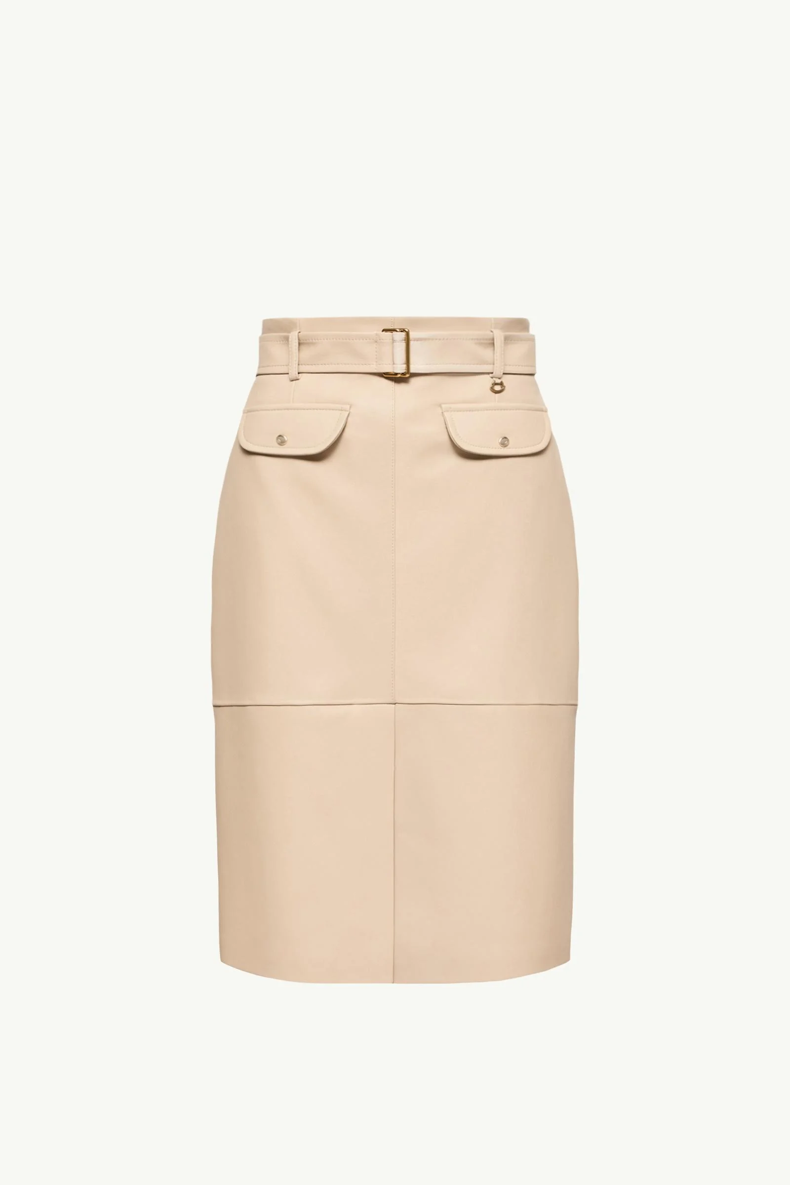Knee-Length Leather Skirt - 1