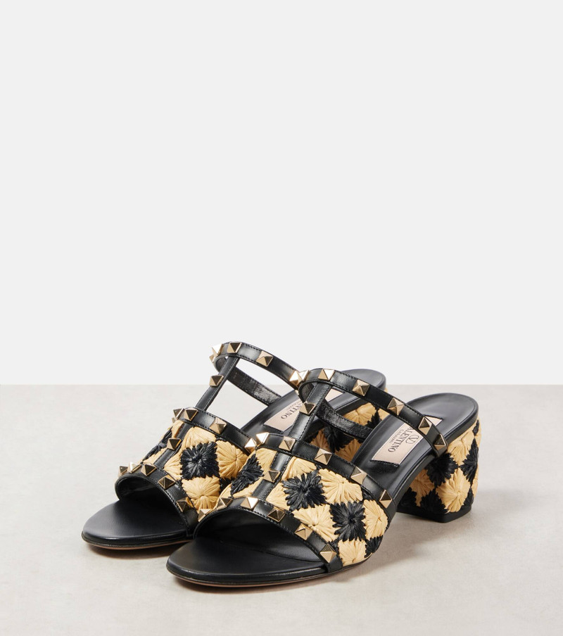 Rockstud 60 raffia-effect mules 4