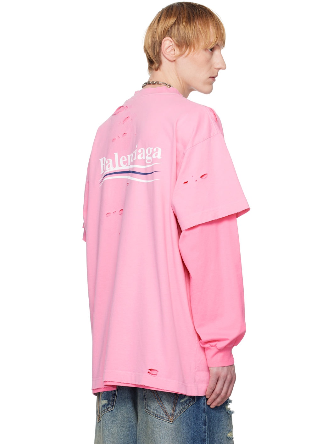 Pink Political Campaign Long Sleeve Layered T-shirt - 3