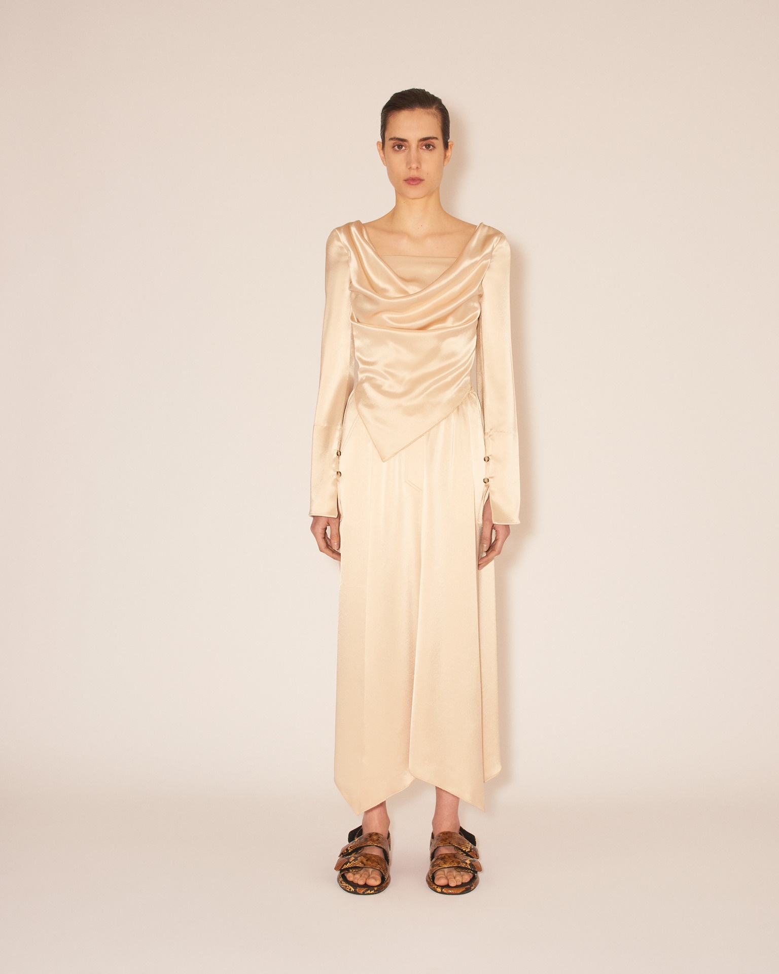 BINTOU - Long sleeve top with draped front detail - Pearl - 2