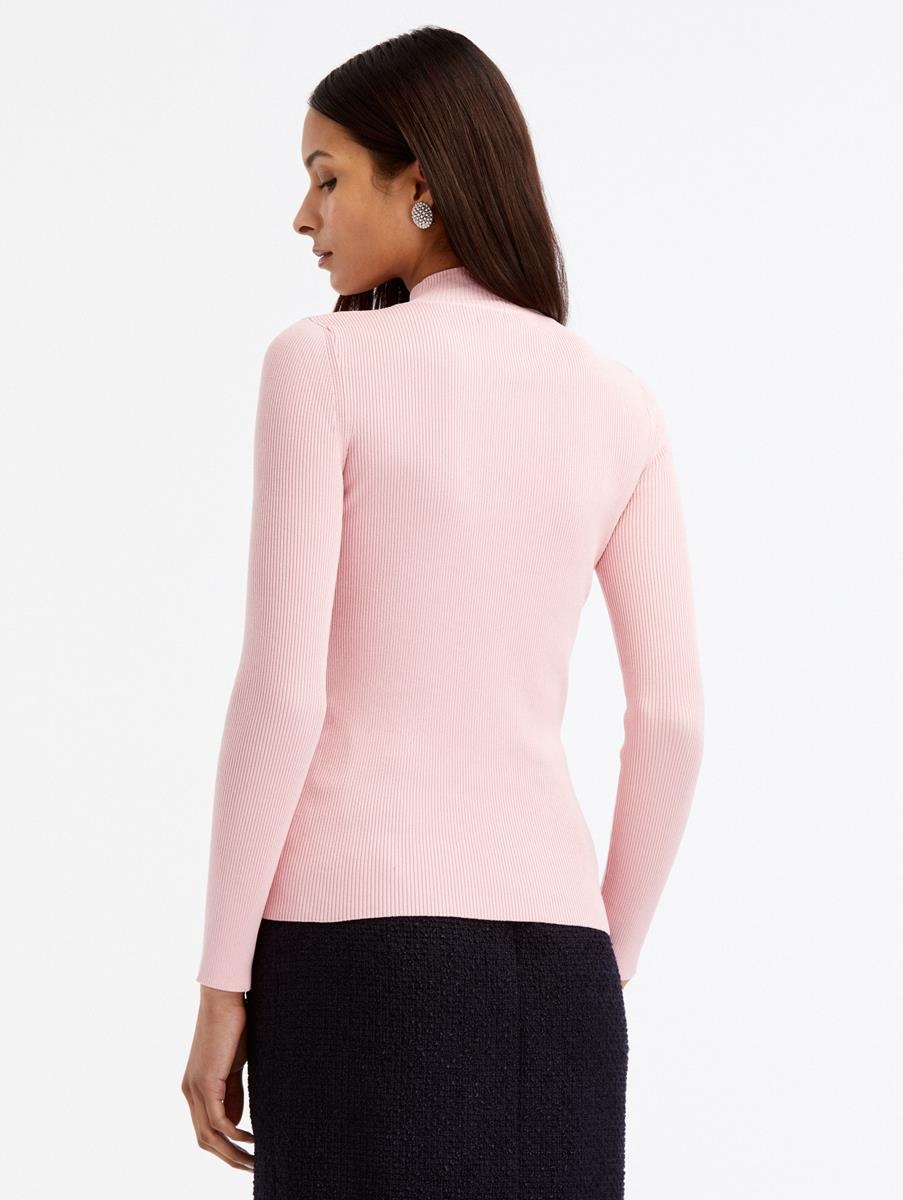 LONG SLEEVE MOCK NECK RIBBED PULLOVER - 3