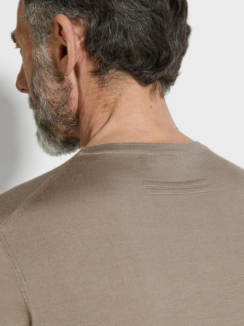 ZEGNA LIGHT TAUPE CASHSETA CREWNECK outlook