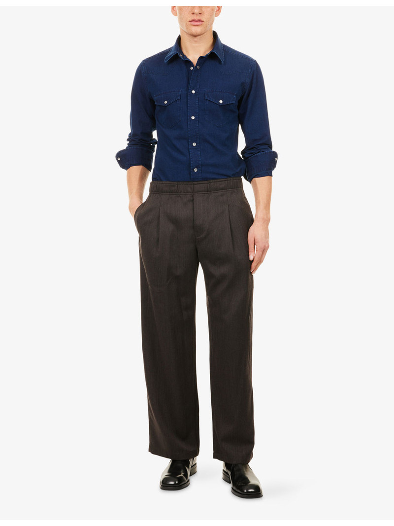 TOM FORD Curved-Hem Slim-Fit Denim Shirt outlook